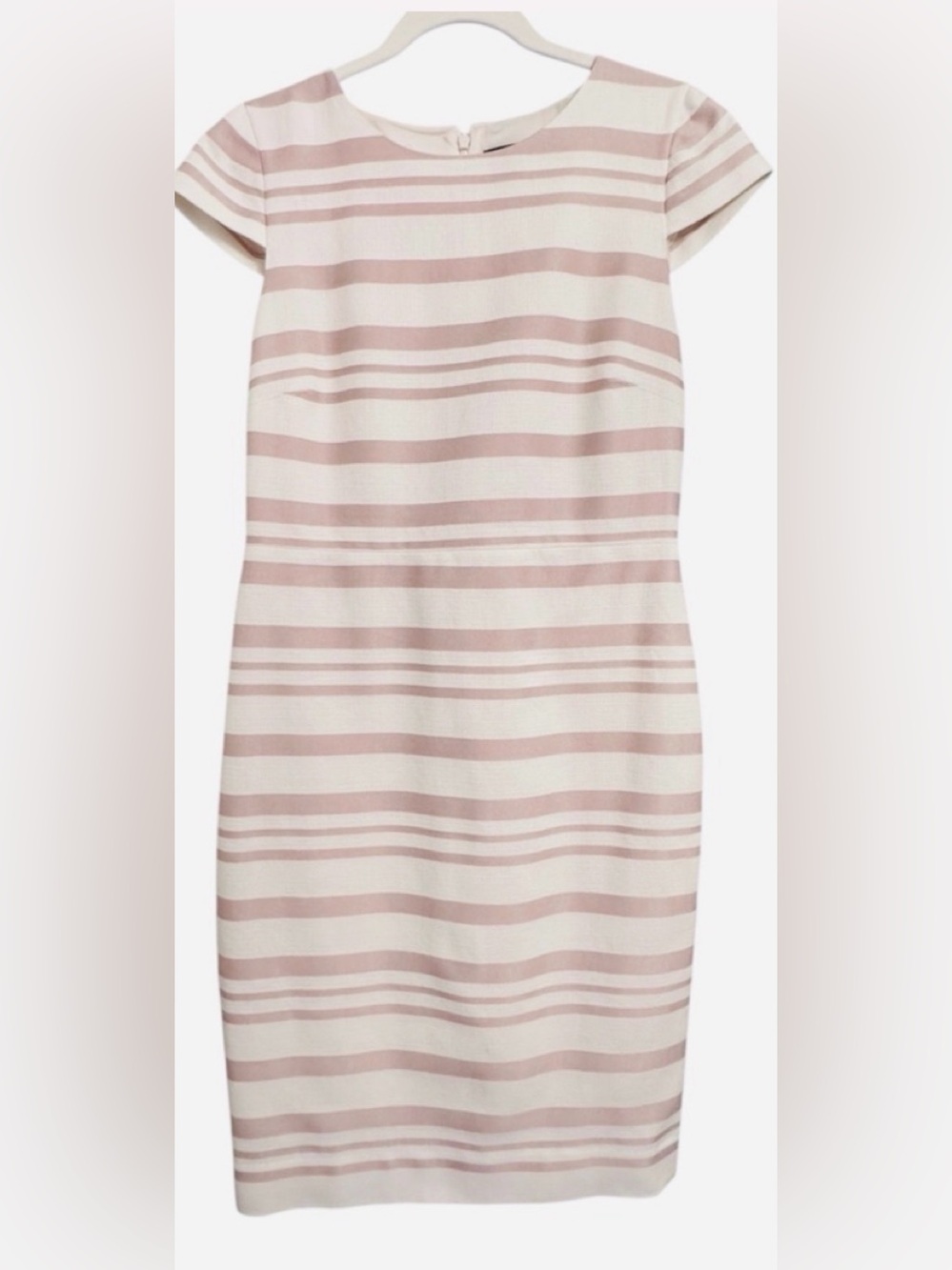 J CREW Classic Striped Sheath Dress in Blush and Cream